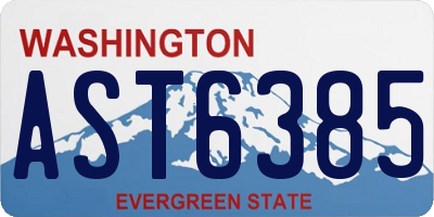 WA license plate AST6385