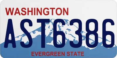 WA license plate AST6386