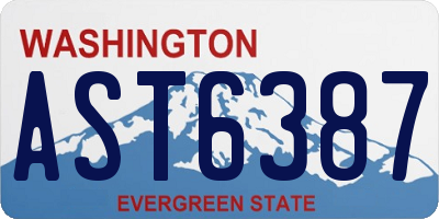 WA license plate AST6387