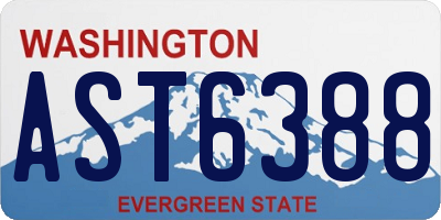 WA license plate AST6388