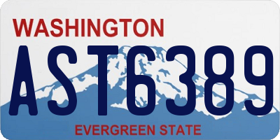 WA license plate AST6389