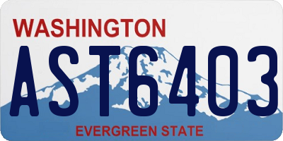 WA license plate AST6403