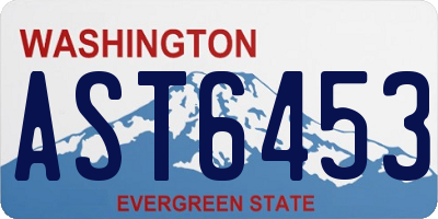 WA license plate AST6453