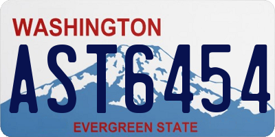 WA license plate AST6454