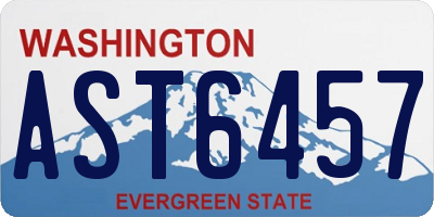 WA license plate AST6457