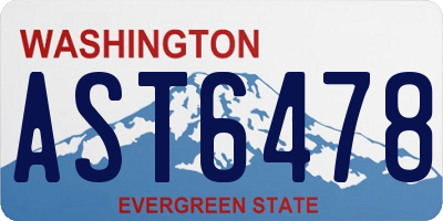 WA license plate AST6478