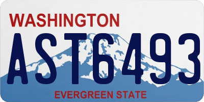 WA license plate AST6493