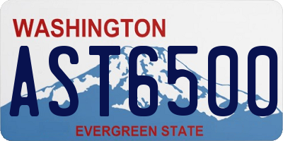 WA license plate AST6500