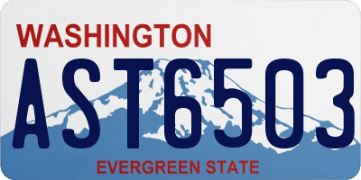 WA license plate AST6503