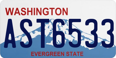 WA license plate AST6533