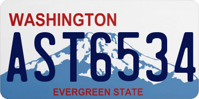 WA license plate AST6534