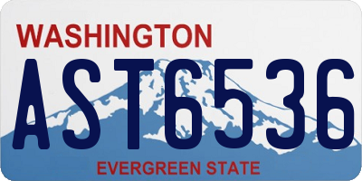 WA license plate AST6536