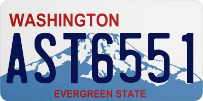 WA license plate AST6551
