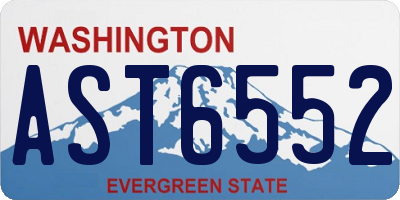 WA license plate AST6552