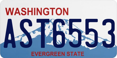 WA license plate AST6553