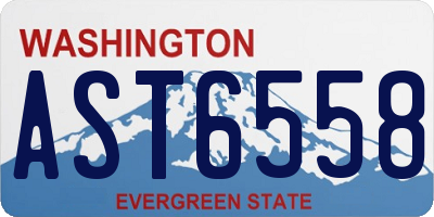 WA license plate AST6558