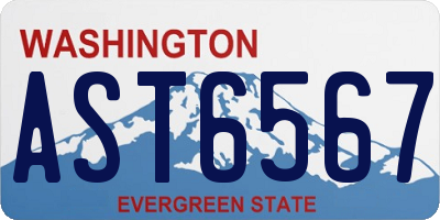 WA license plate AST6567