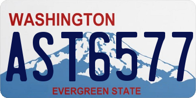 WA license plate AST6577