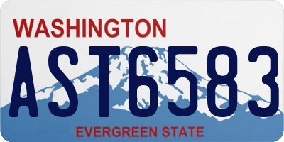 WA license plate AST6583