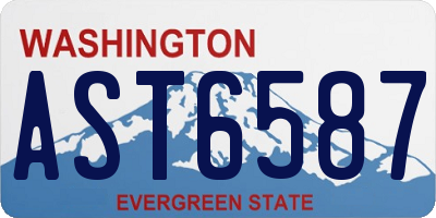 WA license plate AST6587