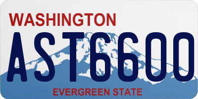 WA license plate AST6600