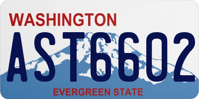 WA license plate AST6602