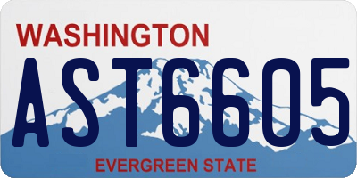 WA license plate AST6605