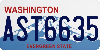 WA license plate AST6635