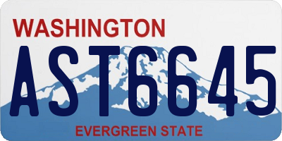 WA license plate AST6645