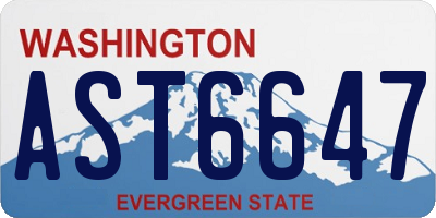 WA license plate AST6647