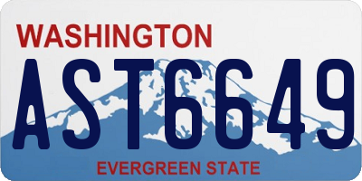 WA license plate AST6649