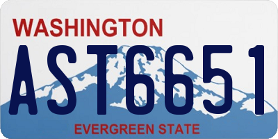 WA license plate AST6651
