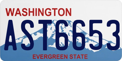 WA license plate AST6653