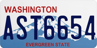 WA license plate AST6654