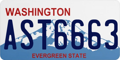 WA license plate AST6663