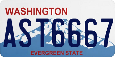 WA license plate AST6667