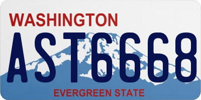 WA license plate AST6668