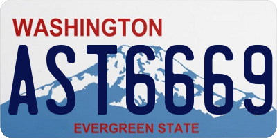 WA license plate AST6669