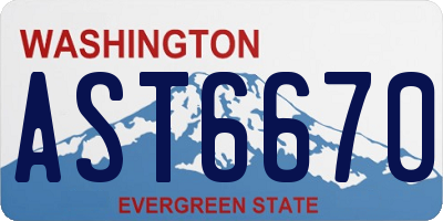 WA license plate AST6670