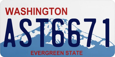 WA license plate AST6671