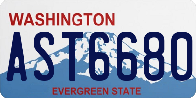 WA license plate AST6680