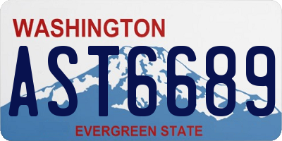 WA license plate AST6689