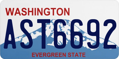 WA license plate AST6692