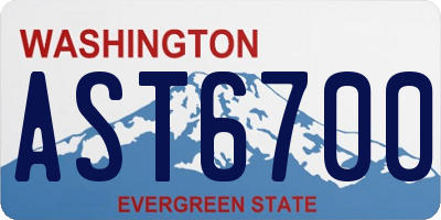 WA license plate AST6700