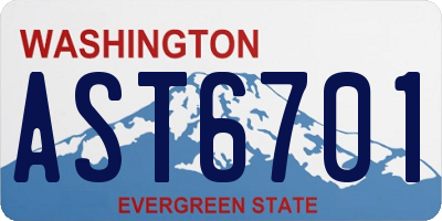 WA license plate AST6701