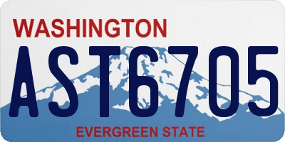 WA license plate AST6705