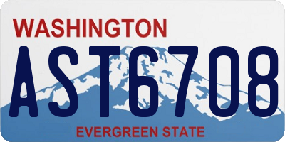 WA license plate AST6708