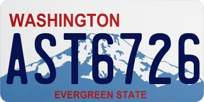 WA license plate AST6726