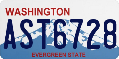 WA license plate AST6728