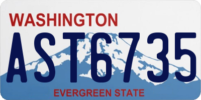 WA license plate AST6735